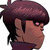 A 3x2 contact sheet of pixelated Gorillaz character portraits with a central logo frame, showing five distinct animated frames in a single image.