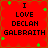 Red background with green star shapes and black text reading "I LOVE DECLAN GALBRAITH" in four identical arranged in a