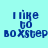 Pixelated blue text on cyan background with yellow horizontal bars appearing in different positions across four views.