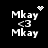 Pixelated white text 'Mkay' with '<3' and a heart symbol on black background, showing animation changes in the top-right corner.