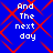 Blue background with red diamond-shaped lines forming a pattern, overlaid with white pixelated text reading "And The next day" in four identical sections