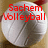 White volleyball with red text overlays on a light brown background, showing three distinct text configurations across observations.