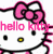 Hello Kitty cartoon character with pink bow and yellow nose, displayed as a 2-frame animated contact sheet showing slight pixel changes between frames.