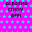 Static image with bright pink background covered in cyan star patterns, displaying repeated text blocks.