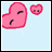 nine pixelated frames showing pink hearts and text that changes from 'LOVE' to 'IS IN THE AIR' with varying opacity