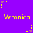 Purple background with yellow text 'Veronica' repeated in two , surrounded by small star-shaped pixel art elements