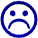 Four blue-outlined circular faces with white fill, two showing sad expressions and two neutral expressions arranged in a