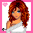 Animated contact sheet of a pixel-art character with red hair, showing full-body and text frames in pink borders.