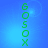 Green pixelated text 'GOO5OX' vertically aligned on a blue gradient background with subtle light effects.