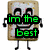Pixelated character with toast-like body, white frosting face, and black limbs holding text overlays in green or red.