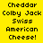 Pixelated text with yellow background and green highlight boxes showing cheese types in three