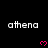 Pixelated text 'athena' repeated across a black background with pink heart symbols below each instance, partially cropped at bottom right.