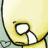 Yellow cartoon character with large white eyes and a small nose, shown in two side-by-side frames where the right frame's head is slightly turned left.
