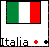 Two side-by-side display the Italian flag above 'Italia' text with a small symbol; left has red cross, right has black dot and green plus sign