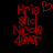 Red pixelated text 'Kris and Nicole lover' on black background with a red heart symbol above the right side of the text.
