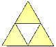 Animated sequence of yellow and gold geometric shapes transitioning from triangular to conical forms