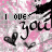 Animated pink and white patterned background with black text reading 'I LOVE YOU' and heart symbols, showing sequential letter changes in the phrase.