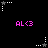 Pixelated animation with pink text and white stars on black background, showing alternating star states.
