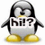 Pixelated penguin with yellow feet holds signs reading 'hi!?', 'im numbo!', and 'der...?'