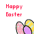 Animated Easter-themed buddy icon featuring bunny ears and 'Happy Easter' text in a 4x4 contact sheet of sampled frames with color variations.