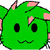 Green cartoon head with pink accents and black eyes, displaying six distinct facial expressions