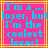 Pixelated text on a bright pink background with yellow and orange lines, displaying "I'm a ... loser, but I'm the coolest loser!" in blue letters