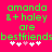 Green pixelated text on bright pink background reads "amanda & + haley are bestfriendsbestfriends" with white and pink heart symbols below.