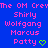 Blue background with pink pixelated text listing names and green heart symbols, showing animation where the right-side hearts change from solid to outlined.