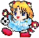 Pixelated character with blonde hair and cat ears holds a soccer ball in various poses