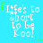 Pixelated text 'Life's too short to be cool' in white on cyan background with green star accents, arranged in a of six identical