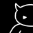 A 3x3 contact sheet of white line-drawn cat faces on black background showing eight animation frames with subtle facial expression changes and floating teardrop shapes.