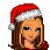 Pixel art Christmas-themed buddy icon featuring a female character in red holiday attire with Santa hat, cropped body parts, and green text banner reading "All I want for Xmas is you".
