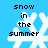 Four identical pixel art snowflake icons arranged in a 2x2 contact sheet with blue background and black text "snow in the summer" overlaid on each snowflake.