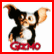 A 54x54 pixel animated buddy icon featuring a Gremlins character with black, brown, and white fur, red text labels, and a red border on a white background.