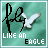 nine identical square icons featuring a teal background, black script text 'fe', white eagle silhouette, and pixelated text 'LIKE AN EAGLE' in white and dark gray