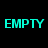 Two side-by-side display the word 'EMPTY' in pixelated text; left has cyan letters on black background, right has purple letters on red background