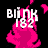 Animated contact sheet showing three frames of a pixelated pink flame icon with white text "BLINK 182" on black background, arranged in a 2x2 grid with one gray transparency placeholder.