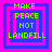 Four identical pixelated squares with layered borders display the text "MAKE PEACE NOT LANDFILL" in green on blue and pink backgrounds.