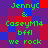 Green pixelated text on a purple-blue-red background with repeated phrases and a single red square block