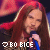 Animated contact sheet showing two frames of a woman with long red hair singing into a microphone, wearing a blue outfit and patterned top, with text "BO BICE" below her in pixelated font.