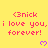 <3nick i love you, i love you, i love you, forever! appears in red text with purple hearts on yellow background.