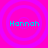 Four identical cyan text labels reading 'Hannah' on a bright pink background with purple concentric circles, arranged in a
