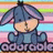 Pixelated character with large ears and blue clothing sits against a striped background, mouth open in a neutral expression.