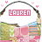 A pixelated icon with a white background, pink text reading LAUREN in a red rectangle, and small pink hearts around the top.