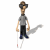 Animated pixel art of a person with brown hair wearing gray shirt and black pants holding white cane, standing against white background.
