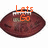 A football-shaped icon with orange text overlays showing sequential changes: 'Lets Go', then 'WILDCATS', and finally 'Lets Go!!!' over a brown leather texture.