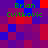 Green text 'Erian Cvitkovic' appears in four positions on a pixelated of red, blue, and purple squares