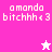 Pixelated text 'amanda bitchhh <3' appears in white on pink and white backgrounds with a white star and pink star icon.