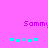 Pixelated text and flower icons on a solid pink background with cyan and purple elements.