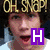 Animated icon with four distinct showing text overlays and character images, including 'OH SNAP!' and 'H' and 'T!' symbols